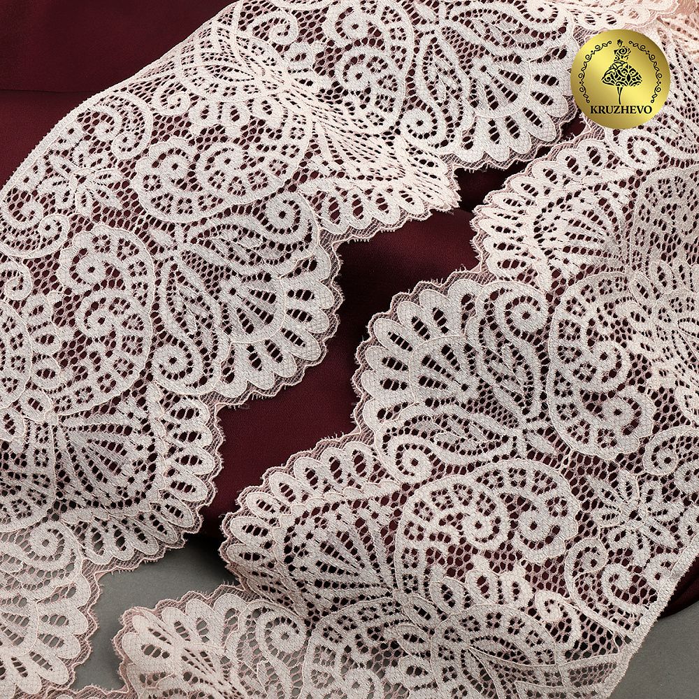 Кружево эластичное (стрейч) 110 мм, 40992PP цв.розовый, 3 метра, Kruzhevo