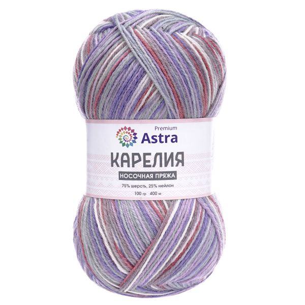 Пряжа Astra Premium (Астра Премиум) Карелия носочная (Karelia sock) / уп.2 мот. по 100 г, 400 м, 1010