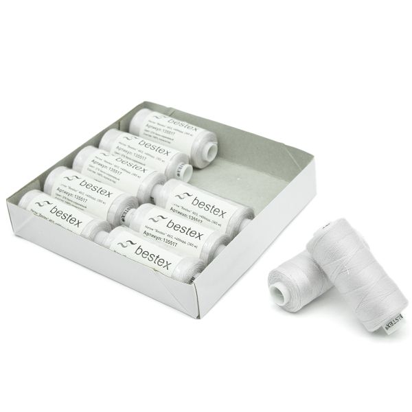 Нитки швейные бытовые Bestex 40/2, 365 м (400 ярд) / 10 кат., 276 бело-лиловый