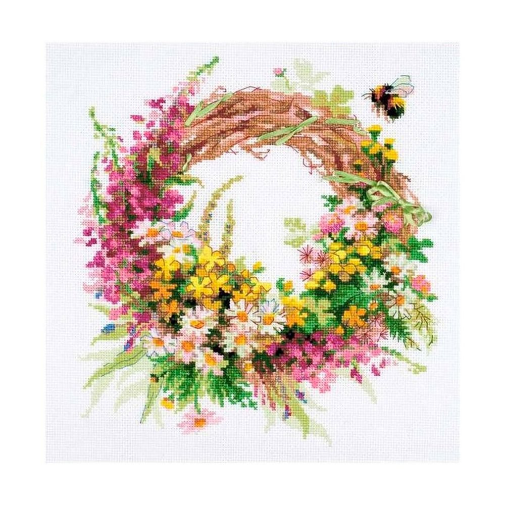 Набор для вышивания нитками Риолис, Венок с иван-чаем, 30х30 см