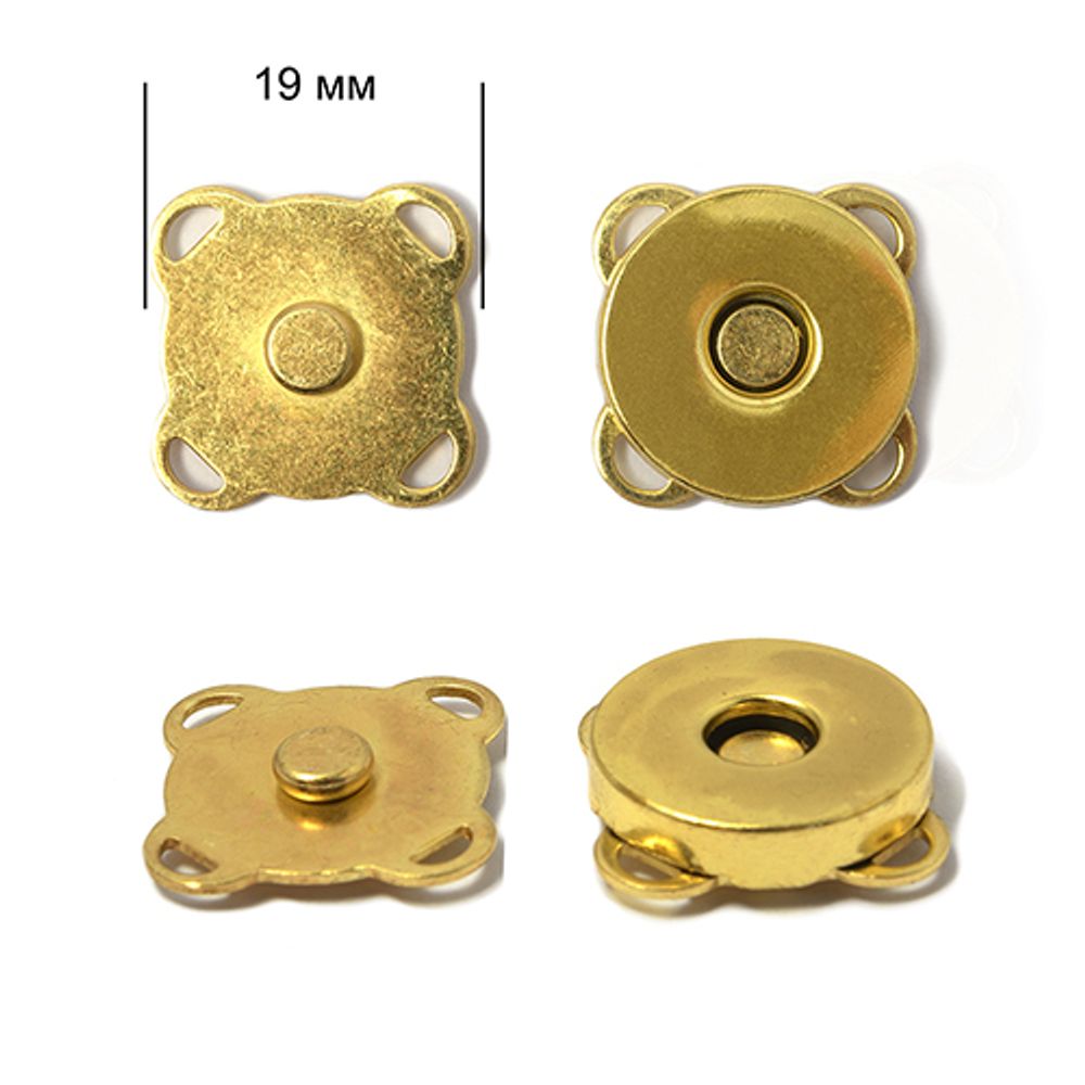 Кнопка магнитная пришивная 19 мм, TYY.MKK, цв. золото, уп. 10шт
