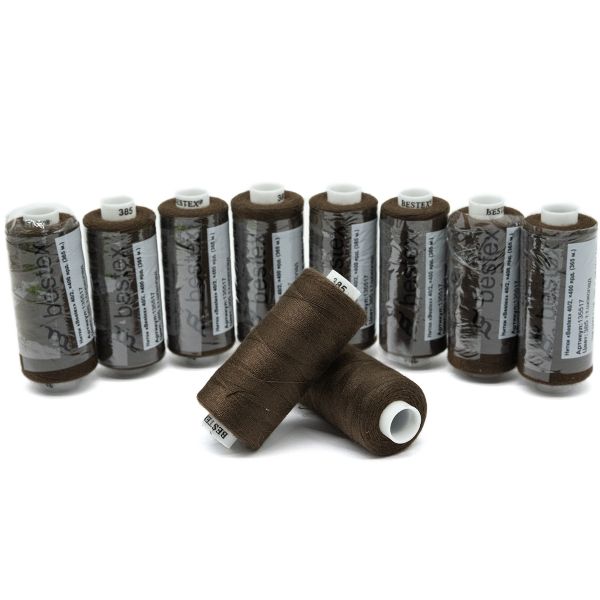 Нитки швейные бытовые Bestex 40/2, 365 м (400 ярд) / 10 кат., 385 темно-каштановый