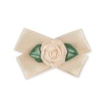 Цветок розочка атласная на банте Blitz 17, 10 шт, 06 персик-зелень