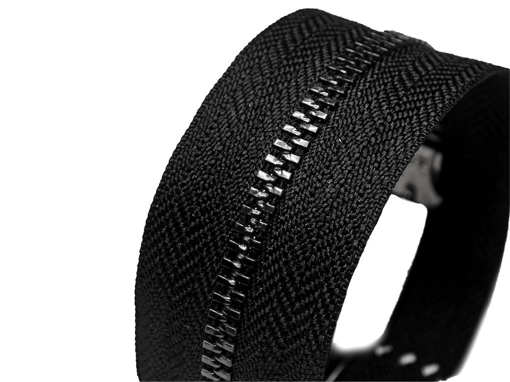 Молния металл (цв.SBS) джинсовая Т3 (3 мм) 1 зам., н/раз., 12 см, S-580 черный (звено: т.никель), уп.100 шт