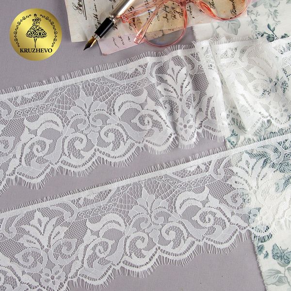 Кружево шантильи (реснички) 100 мм, диз. 226, цв.1 белый уп. 15 м, по 3 м, Kruzhevo