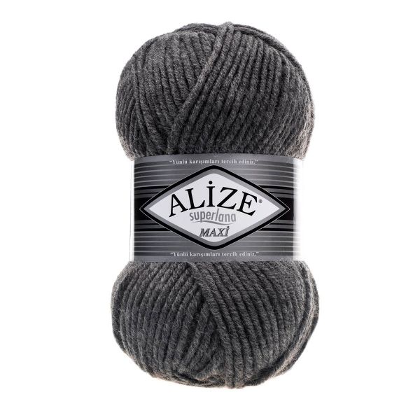 Пряжа Alize (Ализе) Superlana Maxi / уп.5 мот. по 100 г, 100м, 182 средне-серый A