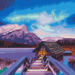 Алмазная (кристальная) мозаика Molly, Домик на озере (28 цветов) 30х30 см