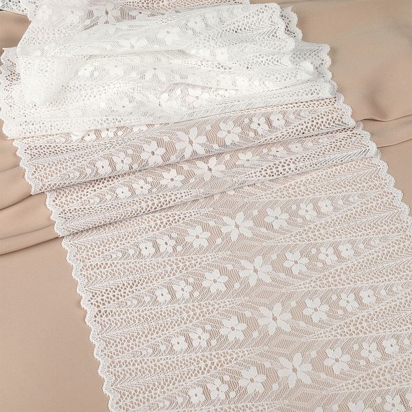 Кружево бельевое эластичное 220 мм / 18 м, 1909, цв.004 белый, Kruzhevo