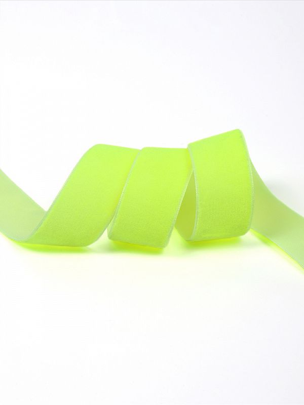 Лента бархатная (тесьма) 25.0 мм / 20±1 метров, LB25229F нейлон неоновый желтый