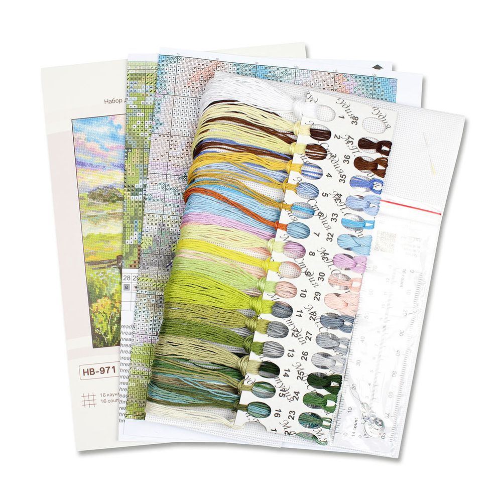 Набор для вышивания нитками МП Студия, Летняя пастораль 22х20см