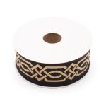 Лента (тесьма) жаккардовая 35.0 мм / 10±0.5 метров, бордюр Кельтский орнамент, 35272 V10 черный/золото