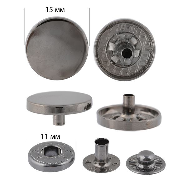 Кнопка Альфа (S-образная) ⌀15.0 мм, ≈100 шт, (внутренние ⌀11 мм) цв.чер.никель, TBY