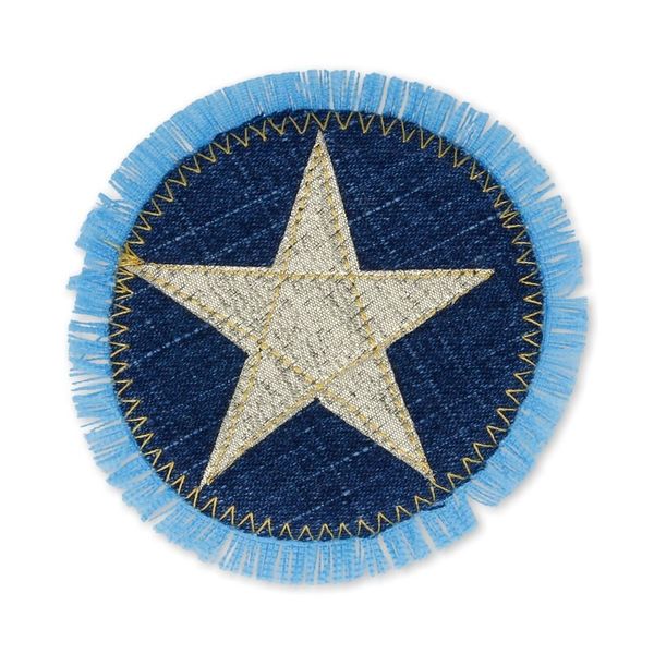 Термоаппликация круг джинс, 6 шт, Кр3/05 со звездой 7.5х7.5 см, Blitz