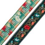 Лента (тесьма) жаккардовая 33.0 мм / 7 метров, оранжевые цветы, 11820