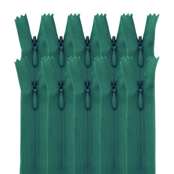 Молния потайная (скрытая) Т3 (3 мм) 1 зам., н/раз., 50 см, зеленый нейлон, 31330 / 50, 10 шт