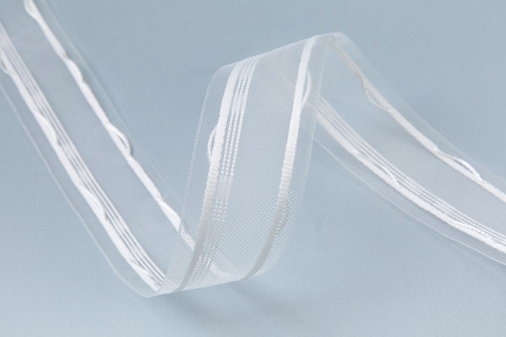 Лента (тесьма) шторная: сборка шахматная (1:2.5) 42 мм / 50 метров, прозрачный, Blitz T742S