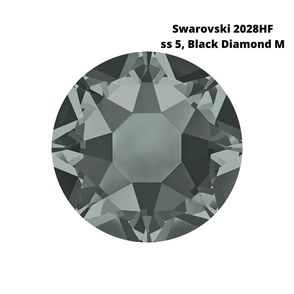 Стразы Swarovski клеевые плоские 2028HF, ss 5 (1.8 мм), Black Diamond M, 144 шт