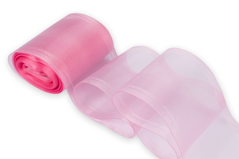 Лента капроновая (органза) для бантов 98-117.0 мм / 25±1 метров, розовый, Gamma C 3504