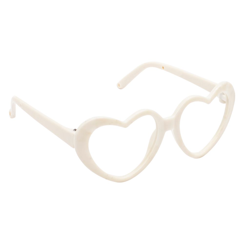 Очки для куклы без стекла, пластик, сердце, 8, 0 см/1шт, белый