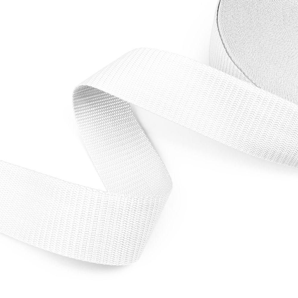 Стропа (ременная лента) 50 мм / 30 метров, толщ. 1.1 мм, [28 г/пог.м], 100% п/п, 1 белый, Gamma 3077