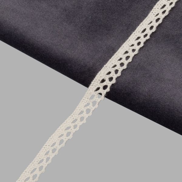 Кружево вязаное (тесьма) 10 мм / 13.72 метра, хлопок, неотбеленный, 3AR3335