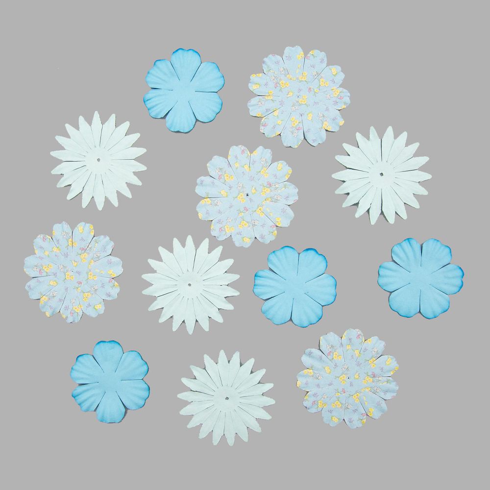 Лепестки бумажные d 6 см/6 см/4,5 см, упак. 12 шт, Астра, голубой