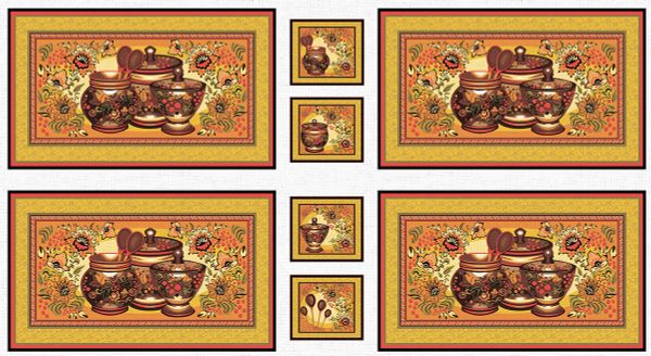 Ткань для пэчворка Peppy Русские традиции панель, отрез 60х110 см, 110 г/м², РТ-04 желтый, Peppy