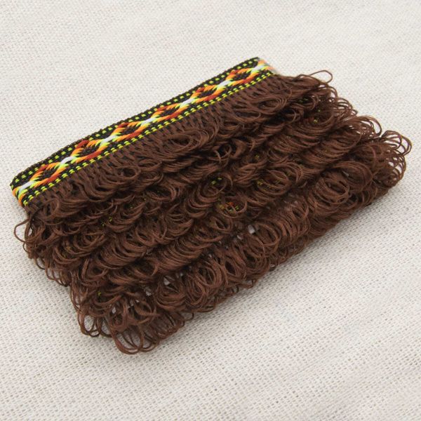 Ткань для рукоделия в наборе с тесьмой жаккард -бахрома 50х50см+1м (24229/34113 коричневый) 29500