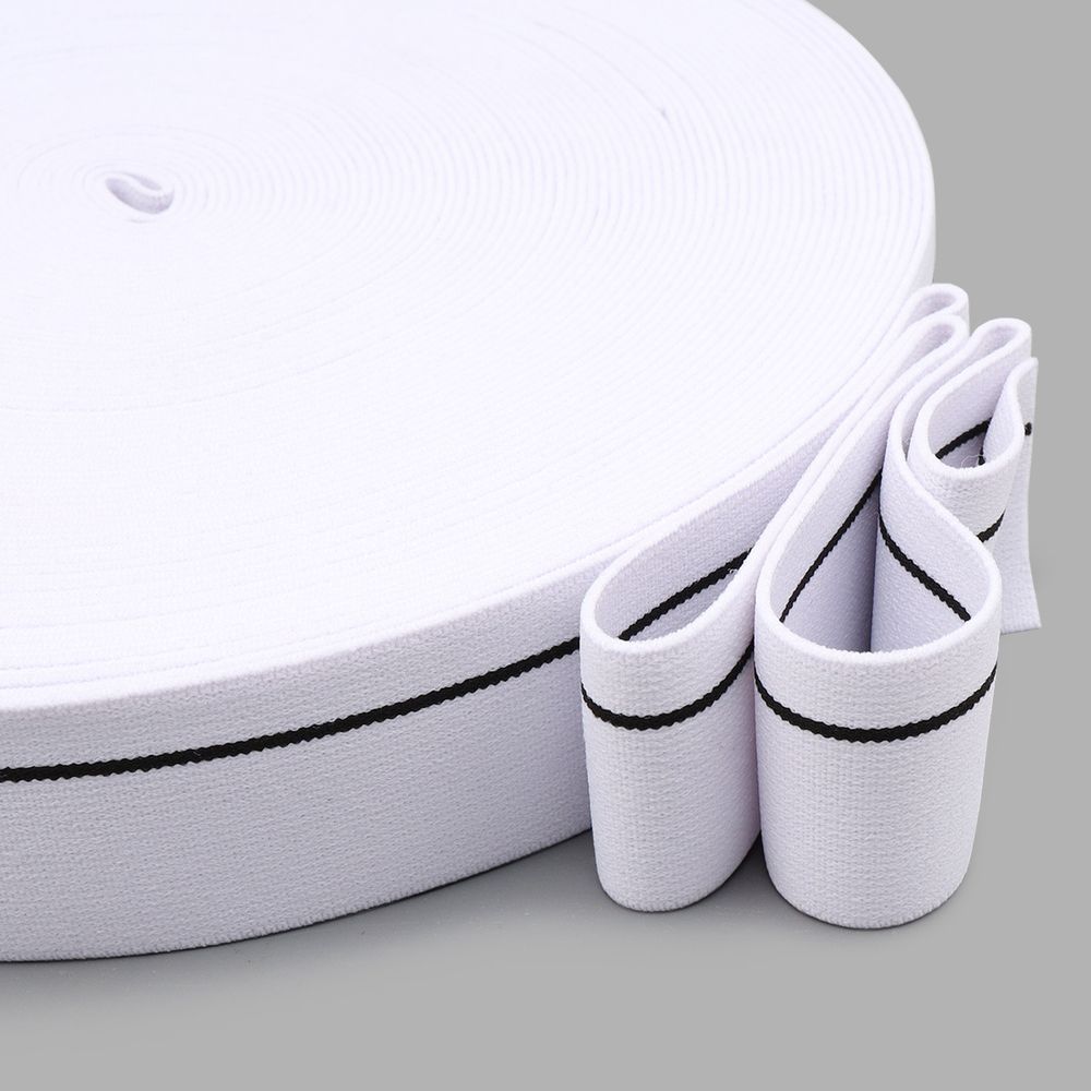 Резинка для мужских трусов и боксеров 35.0 мм / 25 метров, тканая мягкая, 24 г/м, белый/черный полоса