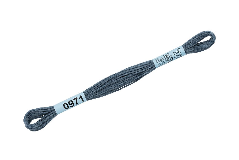 Мулине Gamma 100% хлопок, цв.0971 т.серый, 24 мотка по 8 метров