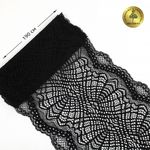 Кружево бельевое эластичное 190 мм / 10 м, 6389, цв.02 черный, Kruzhevo