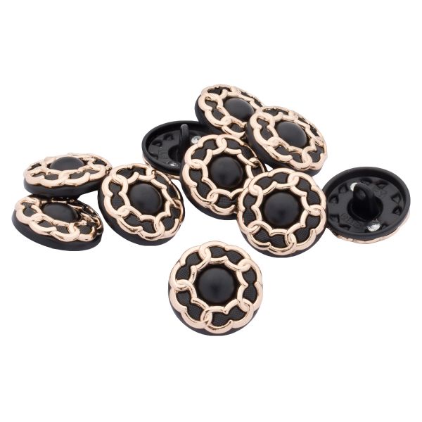 Пуговицы на ножке 28L=18 мм, металл, GD.Black (золото-черный), 10 шт, MP13