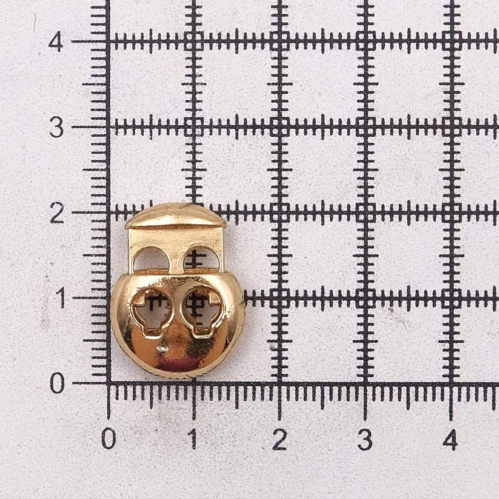 Фиксатор (зажим) для шнура металл 2 отв., 20.5х15.6 мм, ⌀3.5 мм, металл, Gold (золотой), MFR12, 10 шт