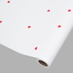 Пленка упаковочная для цветов и подарков Сердечки, 65 мкр, 58см / 10м ± 5% (VH2559 белый с красными сердечками)