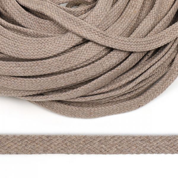 Шнур плоский плетеный х/б ⌀12.0 мм / 50 метров, турецкое плетение TW цв.104 капучино
