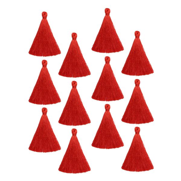 Кисти шторные 65.0 мм, декоративные, п/э, красный, уп.12 шт