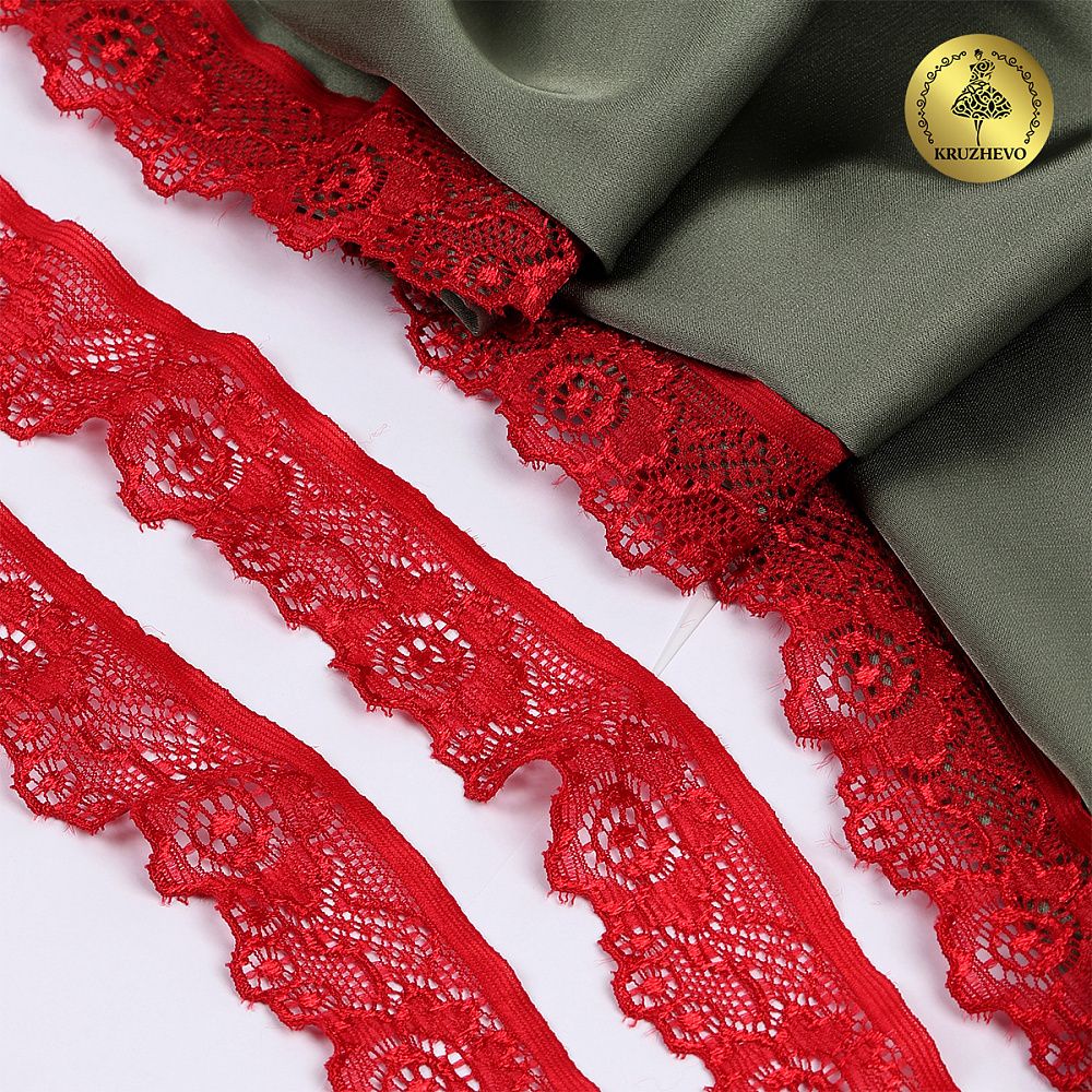 Кружево эластичное (стрейч) 30 мм, L839, цв.101 т.красный уп.50м, Kruzhevo