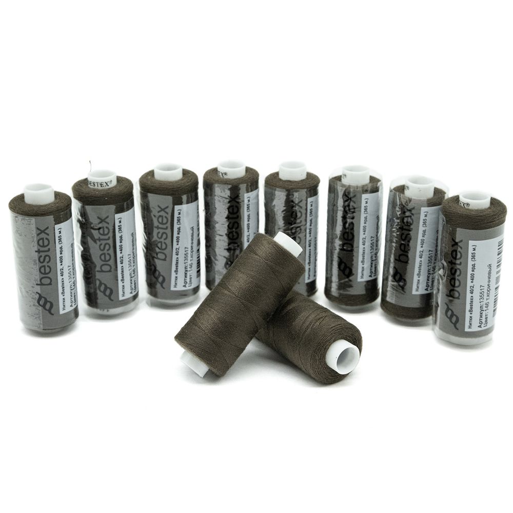 Нитки швейные бытовые Bestex 40/2, 365 м (400 ярд) / 10 кат., 146 темно-коричневый