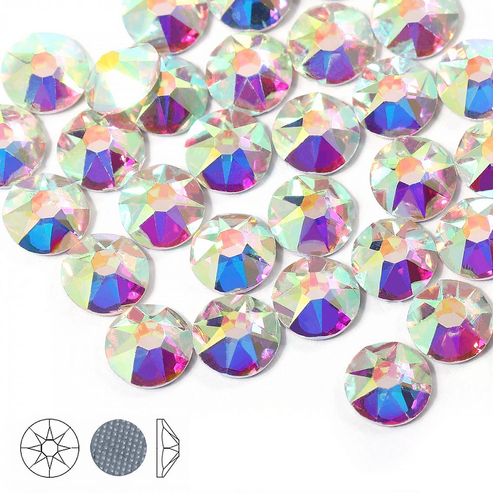 Стразы термоклеевые Xirius 8+8 граней SS10 (2,7-2,9 мм) арт.HF10-2 цв.Crystal AB, уп.1440 шт