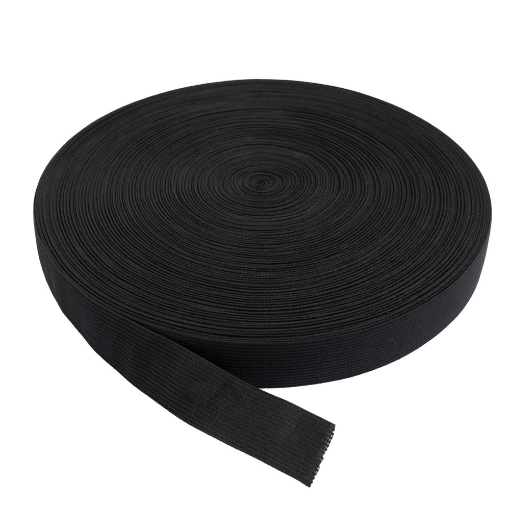 Резинка вязаная 25 мм, / 50 метров, черный, Gamma RV-25 BL