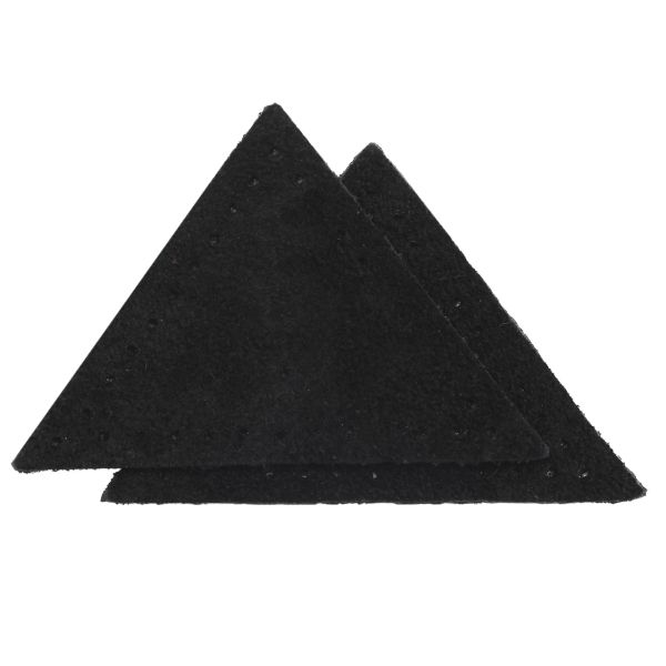Заплатки пришивные из замши, треугольник равнобедр., стор.5см, с перфорацией, 2 шт, 100%кожа, 20 черный, 59901