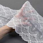 Кружево бельевое эластичное 195 мм / 10 м, цв.01 белый, Kruzhevo