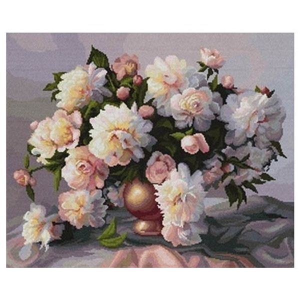 Набор для вышивания нитками Нитекс, Пионы 51х42 см, 7706489