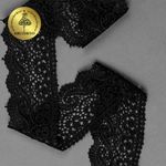 Кружево гипюр (плетёное) 65 мм, цв.05 черный, уп. 9 м, Kruzhevo