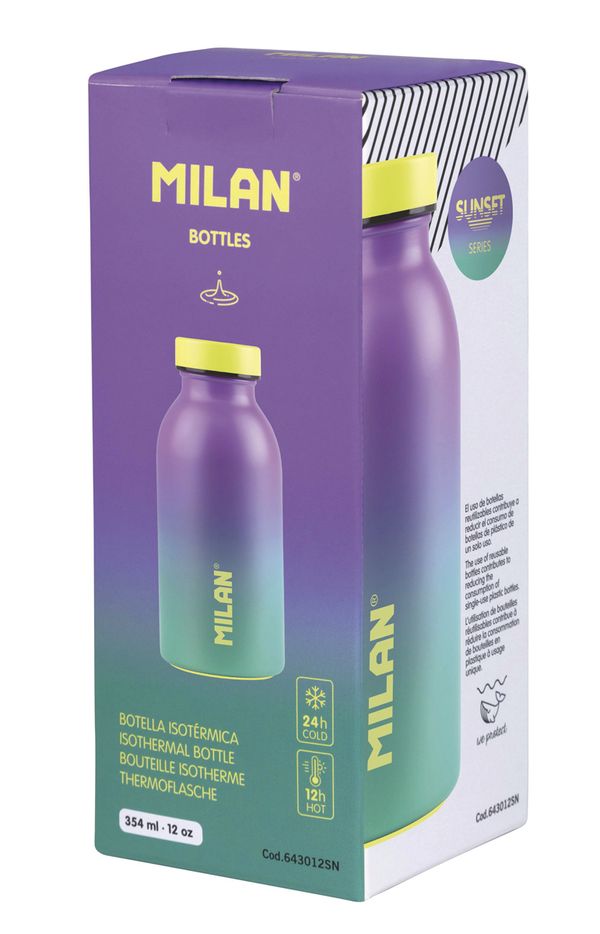 Бутылка металлическая для напитков 354 мл, лиловый, Milan Silver series 643012SN