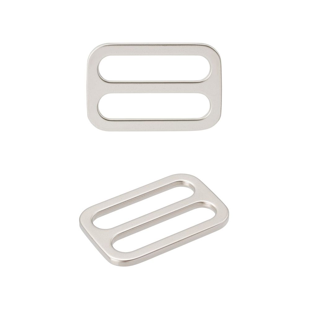 Пряжка регулировочная металл литая плоская 20.0 мм (25х17мм), никель матовый, МВ2343, 6 шт