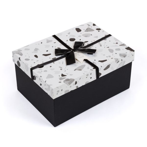 Коробка подарочная, 1 шт, 26х19х13 см, 02 белый/черный, Stilerra YBOX-R60-1