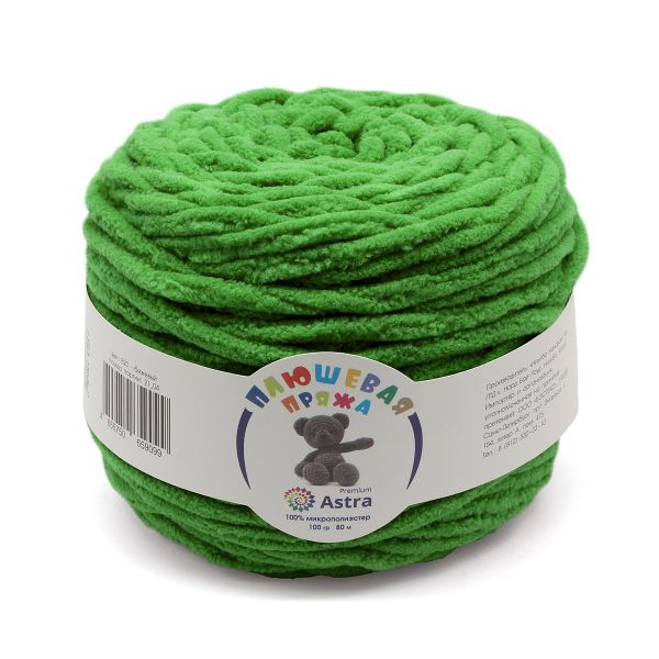 Пряжа Astra Premium (Астра Премиум) Плюшевая / уп.2 мот. по 100 г, 80 м, 417 зеленый