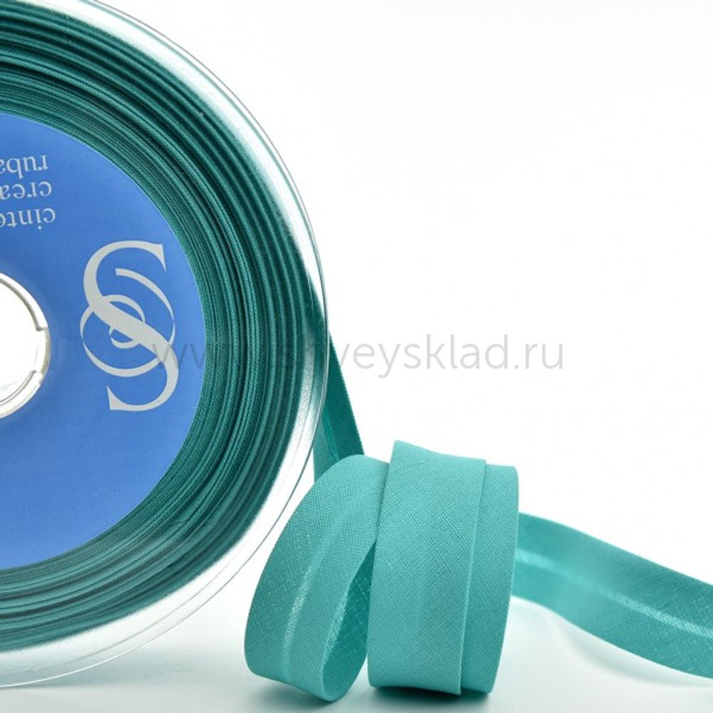 Бейка косая хлопковая с п/э 20 мм, 25 метров, 78 мятный, Safisa (Spiral) /TOS/