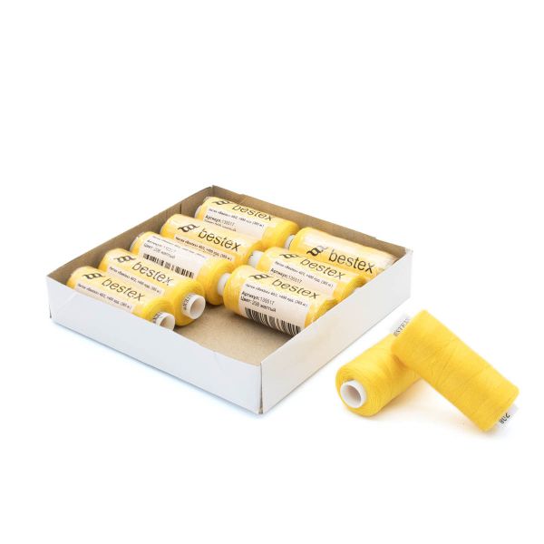 Нитки швейные бытовые Bestex 40/2, 365 м (400 ярд) / 10 кат., 208 желтый